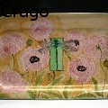Peggy Crago - Pink Poppies & Dragonfly Medium Tray - Ceramics